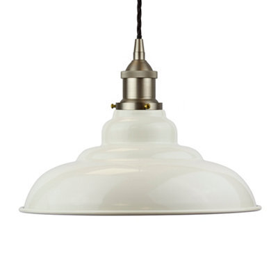 Clay White St Edmund's Painted Dome Pendant Light With Brushed Chrome Lamp Holder And Black Twisted Cable - Se Home - image 1