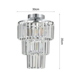Darphe 30Cmdia X 35Cmh Ceiling Crystal Chandelier, 3 Ring Crystal Ceiling Chandelier - thumbnail 6