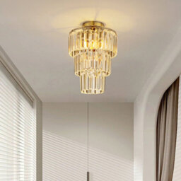 Darphe 30Cmdia X 35Cmh Ceiling Crystal Chandelier, 3 Ring Crystal Ceiling Chandelier