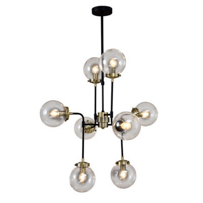 Luminosa Lighting Luminosa Industrial And Retro Hanging Pendant Fixed Antique Bronze, Black 8 Light  With Clear Shade, E14