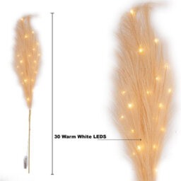 Shatchi 100Cm Prelit Champagne Pampas Grass Warm White Leds Battery-Operated Christmas Artificial Flowers Decorations - thumbnail 3