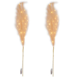 Shatchi 100Cm Prelit Champagne Pampas Grass Warm White Leds Battery-Operated Christmas Artificial Flowers Decorations - thumbnail 4