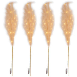 Shatchi 100Cm Prelit Champagne Pampas Grass Warm White Leds Battery-Operated Christmas Artificial Flowers Decorations - thumbnail 5