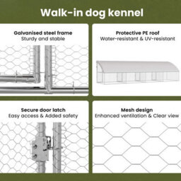 Vidaxl Dog Kennel 4 Pcs Silver 8 X 2 X 2 M Galvanised Steel - thumbnail 8