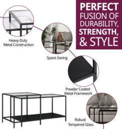 Hallowood Furniture Bewdley Metal Nesting Coffee Tables - thumbnail 2