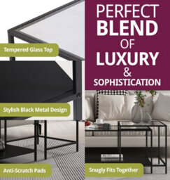 Hallowood Furniture Bewdley Metal Nesting Coffee Tables - thumbnail 4