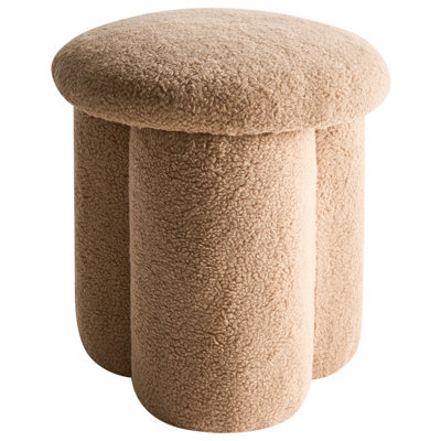 Beliani Beige Bouclé Pouffe Round Footstool 40 X 40 X 45 Cm - image 1