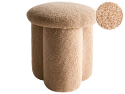 Beliani Beige Bouclé Pouffe Round Footstool 40 X 40 X 45 Cm - thumbnail 3