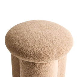 Beliani Beige Bouclé Pouffe Round Footstool 40 X 40 X 45 Cm - thumbnail 4