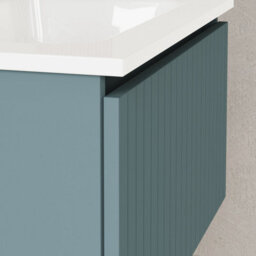 Banyetti Linea Ocean Blue Ribbed Wall Hung Vanity Unit 600mm X 390mm - thumbnail 2