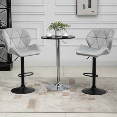 Homcom Velvet Bar Stools Set Of 2 Back Padded Swivel Chairs For Breakfast - image 1