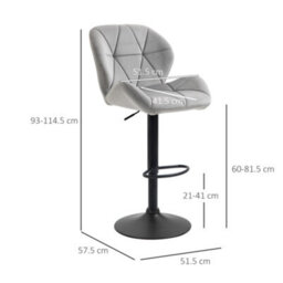 Homcom Velvet Bar Stools Set Of 2 Back Padded Swivel Chairs For Breakfast - thumbnail 3