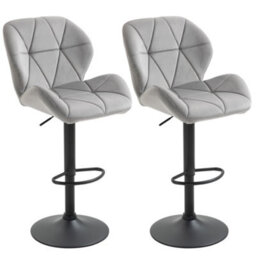 Homcom Velvet Bar Stools Set Of 2 Back Padded Swivel Chairs For Breakfast - thumbnail 2