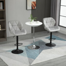 Homcom Velvet Bar Stools Set Of 2 Back Padded Swivel Chairs For Breakfast - thumbnail 7