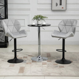 Homcom Velvet Bar Stools Set Of 2 Back Padded Swivel Chairs For Breakfast - thumbnail 1