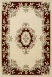 Handmade Bordered Floral Easy To Clean Cream Red Traditional Wool Rug For Living Room & Bedroom-200Cm X 285Cm - thumbnail 6