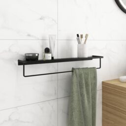 GoodHome Elland Matt Black Wall-Mounted Bathroom Shelf (D)12Cm (H)9Cm (L)60Cm - thumbnail 2