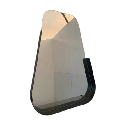 Biznest Wall Mirror With Shelf Decorative Metal Half Frame Mirror