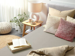 Beliani Fitted Sheet Janbu Cotton 200 X 200 Cm Taupe - thumbnail 2