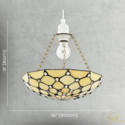 Happy Homewares Amber Toned And Clear Beaded Tiffany Glass Easy Fit Bowl Pendant Shade - thumbnail 7