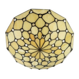 Happy Homewares Amber Toned And Clear Beaded Tiffany Glass Easy Fit Bowl Pendant Shade - thumbnail 5