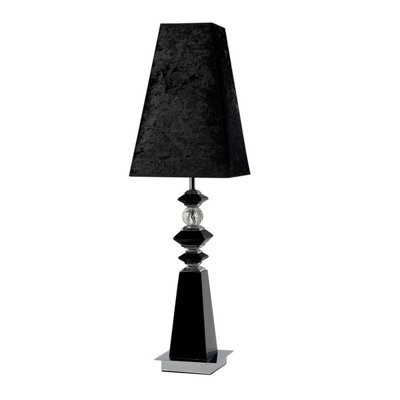Luminosa Lighting Luminosa (Dh) Galata Table Lamp E27 Black Suede Shade Black/crystal, Not Led/cfl Compatible - image 1