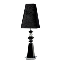 Luminosa Lighting Luminosa (Dh) Galata Table Lamp E27 Black Suede Shade Black/crystal, Not Led/cfl Compatible - thumbnail 1