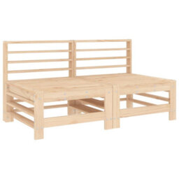 Walplus Outdoor Garden Middle Sofa For Patio Balcony Poolside Furnitures 2 Pcs Solid Wood Pine - Cushion Not Included - thumbnail 2