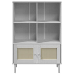 Berkfield Bookcase Senja Rattan Look White 90X35X130 Cm Solid Wood Pine - thumbnail 5
