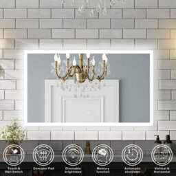 Probaty Bathrooms Led Mirror Backlit Illuminated With Anti-Fog,120X70Cm Rectangular,touch Switch,wall Frameless Vanity Mirror - thumbnail 2
