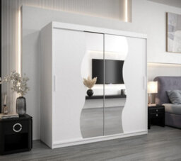 Arte Madrid Contemporary 2 Mirrored Sliding Door Wardrobe 9 Shelves 2 Rails White Matt (H)2000mm (W)2000mm (D)620mm - thumbnail 2