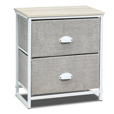 Costway 2-Drawer Fabric Dresser Metal Frame Chest Of Drawers Nightstand - image 1