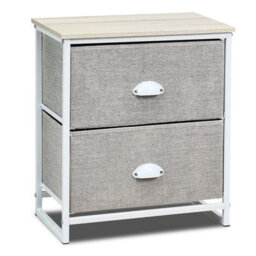 Costway 2-Drawer Fabric Dresser Metal Frame Chest Of Drawers Nightstand - thumbnail 1