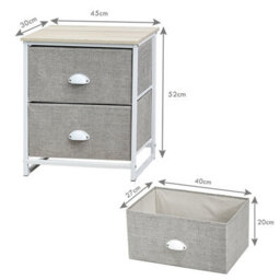 Costway 2-Drawer Fabric Dresser Metal Frame Chest Of Drawers Nightstand - thumbnail 2