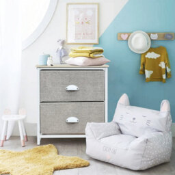 Costway 2-Drawer Fabric Dresser Metal Frame Chest Of Drawers Nightstand - thumbnail 5