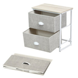 Costway 2-Drawer Fabric Dresser Metal Frame Chest Of Drawers Nightstand - thumbnail 8