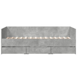 Berkfield Daybed With Drawers Without Mattress Concrete Grey 75X190 Cm Small Single - thumbnail 4