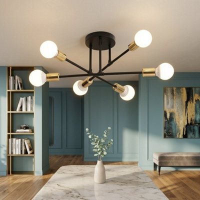 Sputnik Chandelier Pendant Light Ceiling Fixture Led Compatible Vintage Style, 1 Pack - image 1