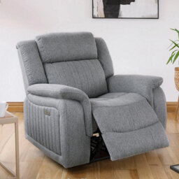 Furnishings For Less UK Linden Leather Aire Recliner 3 Seater + 2X Armchair Grey - thumbnail 4