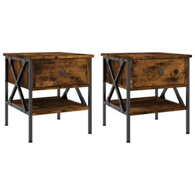 Berkfield Industrial Bedside Tables 2 Pcs Smoked Oak 40X42X45 Cm Engineered Wood - image 1