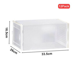 Living And Home 12 Pcs Clear Stackable Shoe Storage Box Plastic Shoe Organiser 36Cm (W) X 26Cm (D) X 16.5Cm (H) - thumbnail 5