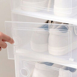 Living And Home 12 Pcs Clear Stackable Shoe Storage Box Plastic Shoe Organiser 36Cm (W) X 26Cm (D) X 16.5Cm (H) - thumbnail 4