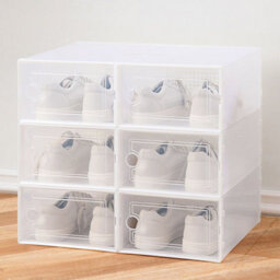 Living And Home 12 Pcs Clear Stackable Shoe Storage Box Plastic Shoe Organiser 36Cm (W) X 26Cm (D) X 16.5Cm (H) - thumbnail 2