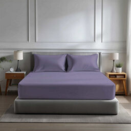 Microfibre Soft Touch Fitted Sheet 40Cm Extra Deep Skirt Plain Dyed Bed Linen Lilac
