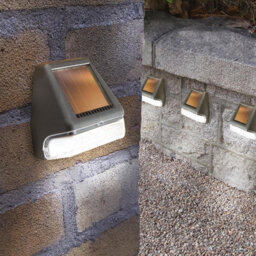 4 X Mini Solar Powered Wall & Fence Led Lights - Outdoor Garden Spotlights For Patio, Decking, Sheds - Each H7 X W7 X D4Cm - thumbnail 2