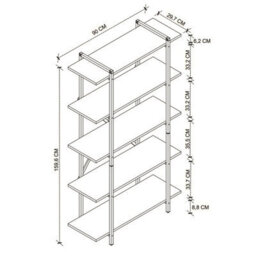 Urbn-Living Urbnliving 160Cm Height White 5-Tier Wooden Bookshelf With Metal Frame Living Room Storage & Display Unit - thumbnail 3