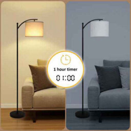 Floor Lamp With Bulb And Remote Linen Shade For Bedroom - thumbnail 5