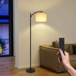 Floor Lamp With Bulb And Remote Linen Shade For Bedroom - thumbnail 4