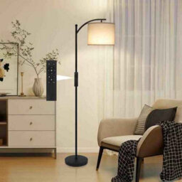 Floor Lamp With Bulb And Remote Linen Shade For Bedroom - thumbnail 1
