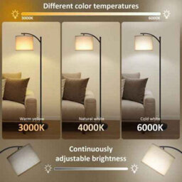 Floor Lamp With Bulb And Remote Linen Shade For Bedroom - thumbnail 7
